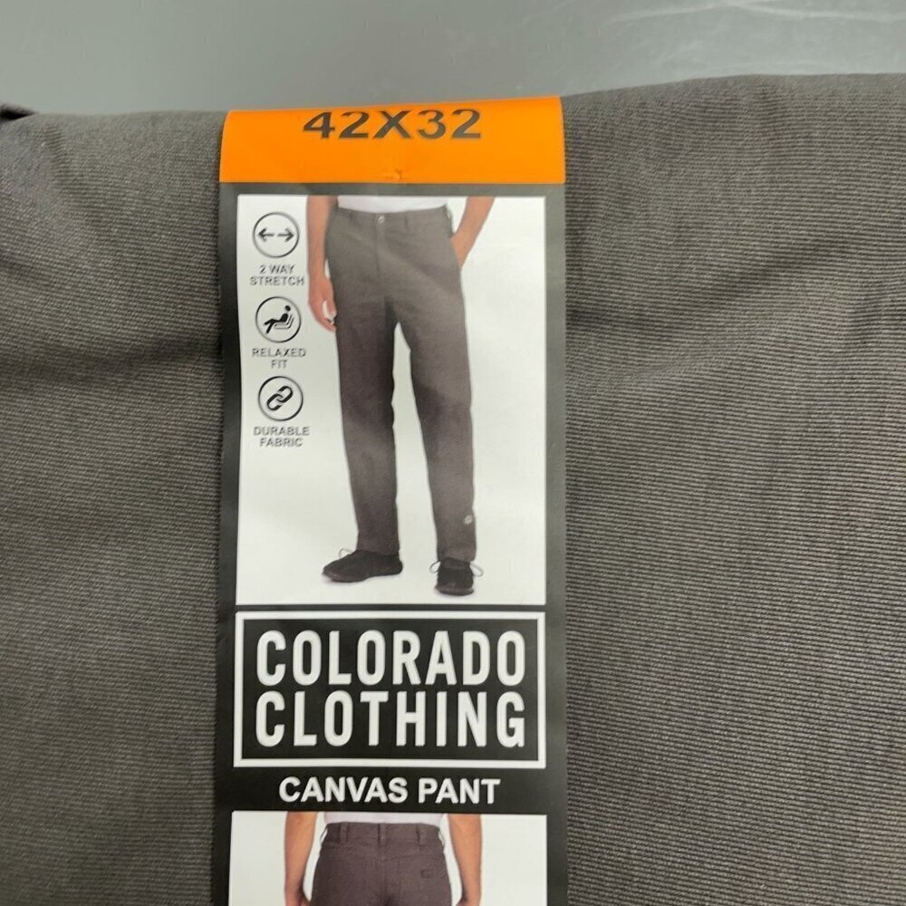 NEW Colorado Clothing Men's 42x32 Canvas Pants Utility Pockets Stretch Gray - Picture 8 of 10